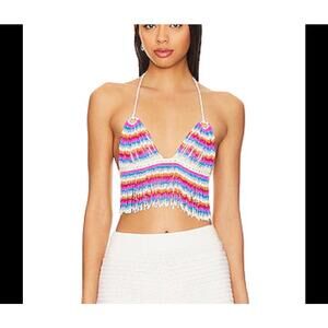 NWT $252 My beachy side revolve beaded halter top size small